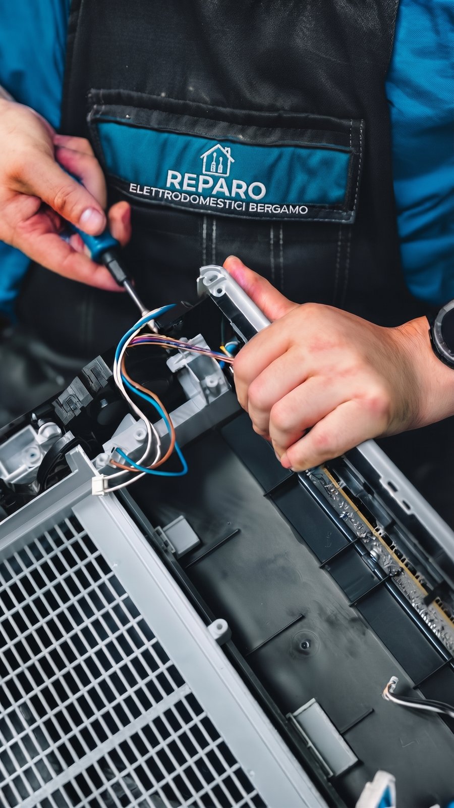 Tecnico Reparo Elettrodomestici Bergamo al lavoro su un elettrodomestico